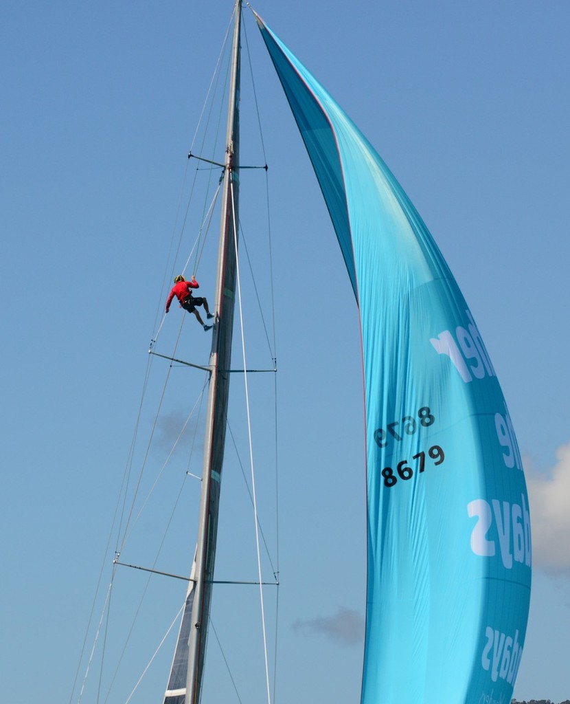 Merit (Leo Rodriguez Volvo 60) - man on the mast 2012 Telcoinabox Airlei Beach Race Week © Telcoinabox Airlie Beach Race Week